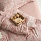 mixinni Duvet Cover Queen, Premium Cotton Double-Layer Yarn Pink Floral - Image 5
