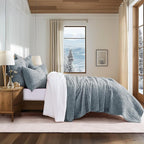 EVERGRACE Velvet Quilt Set Queen Size, Luxurious Soft Striped Channel Bedding - Image 2