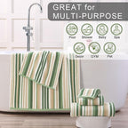 Green Hand Towels Set of 4, Striped Hand Towels - Image 5