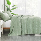 Andency Sage Green Twin Quilt Set, 2 Pieces Boho Lightweight Soft Striped - Image 3