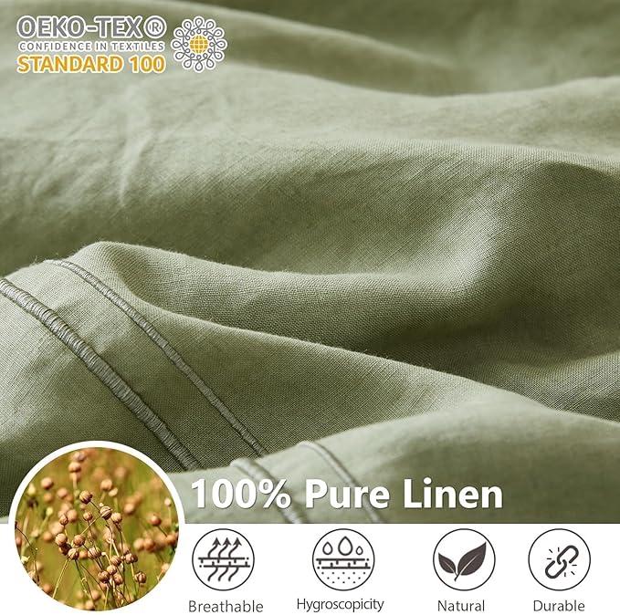 Simple&Opulence 100% Washed Linen Duvet Cover Set 78"x86" - Image 3