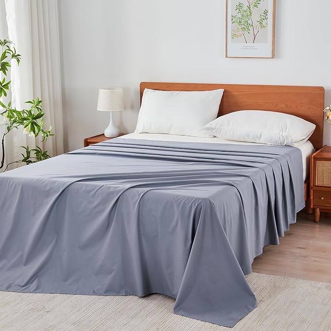 King Size Flat Sheet 2 Pack, 100% Cotton Percale Flat Bed Sheet, Breathable - Image 8