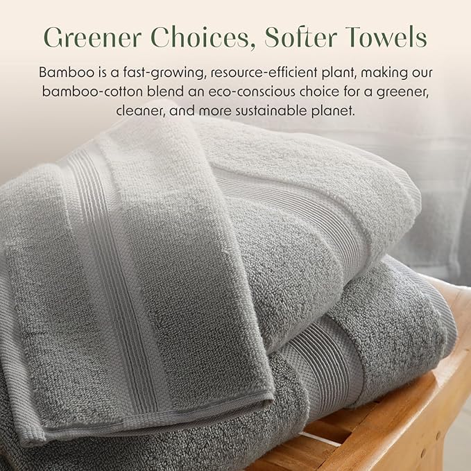 Springtree Home Luxury Bamboo Rayon Bath Towel Set 6 Piece Set | 35% Bamboo - Image 8