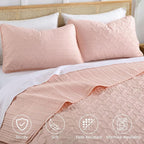Yiran Blush Pink Quilt Set King Size, 3 Piece Reversible Bedspreads Bedding Set - Image 4