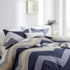BOLINLIVING Wavy Striped Queen Duvet Cover Set, 3 Pieces Soft Breathable Single - Image 4