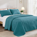 Exclusivo Mezcla Twin Quilt Bedding Set, Lightweight Teal Quilts Twin Size - Image 2