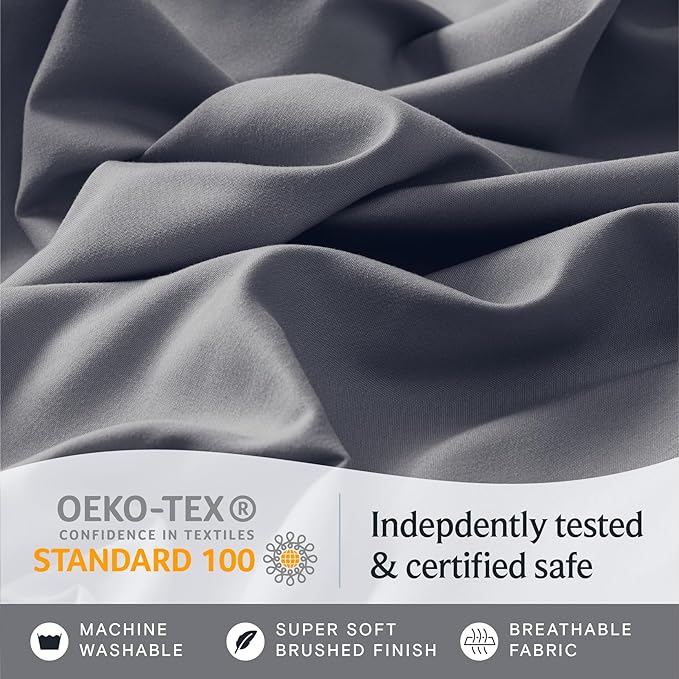 LuxClub 4 PC Full Sheet Set, Deep Pockets Wrinkle Free Cooling Bed Sheets Hotel - Image 5