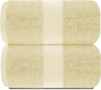 White Classic Luxury Soft Beige Bath Sheet Towels - Image 2