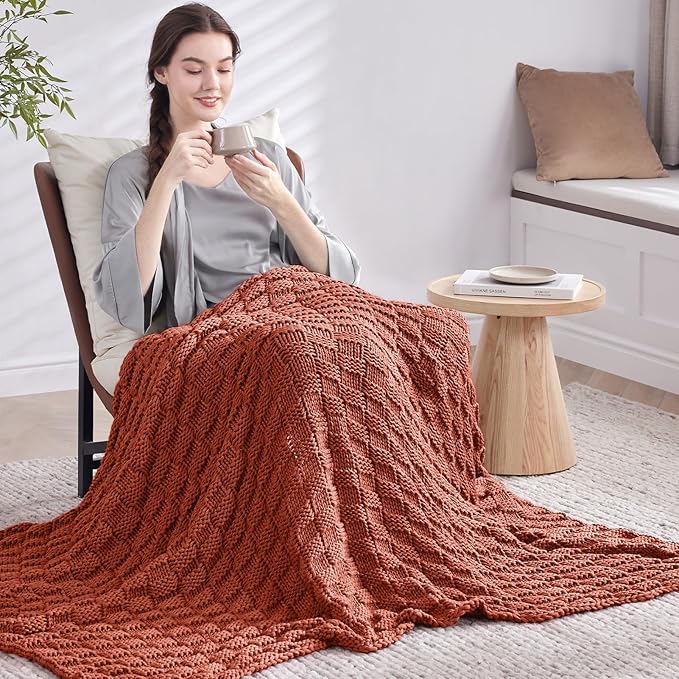 Knitted Weighted Blanket Adult, No Beads Heavy Blanket 50” x 60'' 5lbs - Image 7