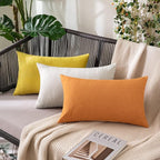MIULEE Pack of 2 Decorative Outdoor Solid Waterproof Throw Pillow Covers Faux - Image 5