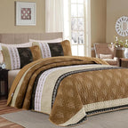 DJY Brown Quilt Set Queen Striped Bedspread Coverlet Set 3 Pieces Boho Branch by HOME