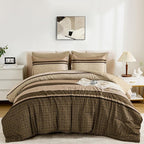 WONGS BEDDING 7 Pieces Comforter Set Queen Size, Minimalist Geometric Soft - Image 9