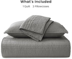 Love's cabin King Size Cotton Quilt Set, 100% Cotton Fabric Striped Textured - Image 7