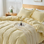 Gingham Duvet Cover Twin Size, 2 Pieces Soft Breathable Microfiber Plaid - Image 6