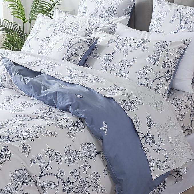 FADFAY Duvet Cover Set King/Cal King Floral Bedding Percale Cotton 600 TC - Image 8