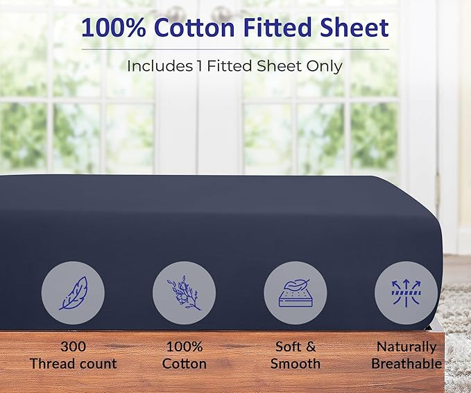 ROYALE LINENS 300 Thread Count 100% Long Staple Combed Cotton Fitted Sheet Full - Image 4