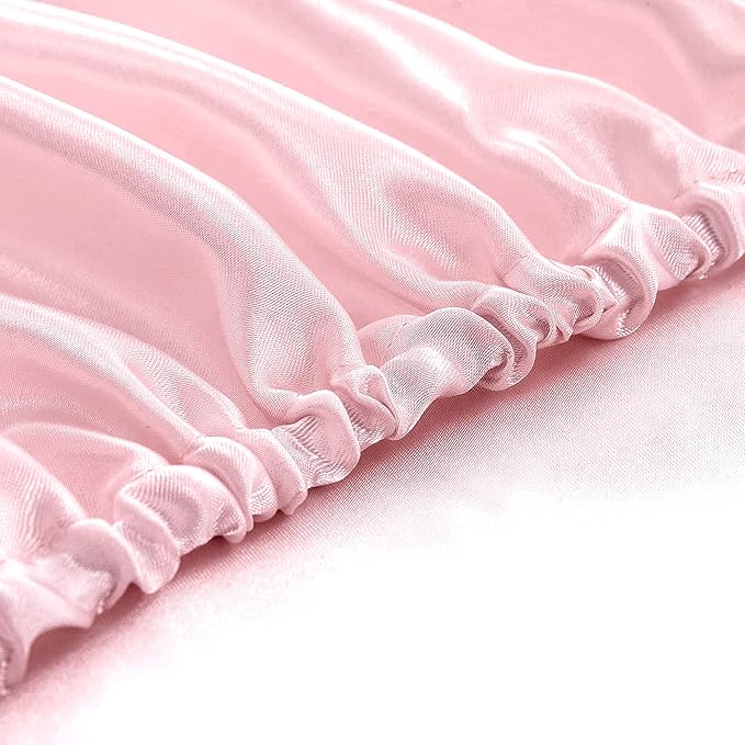 Homiest Blush Pink Satin Fitted Sheet King Size, Deep Pocket, Luxury & Ultra - Image 4