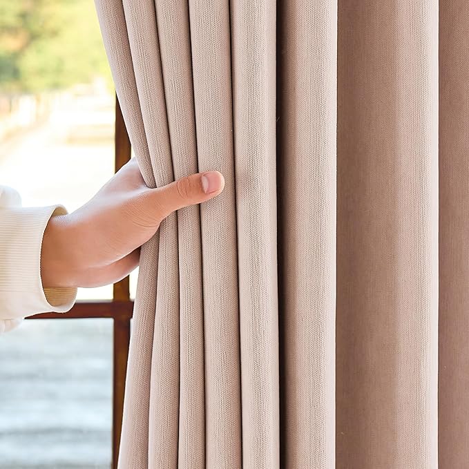 jinchan Chenille Blackout Curtains 108 Inches Long Light Pink Thermal Insulated - Image 4