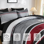 WONGS BEDDING 7 Pieces Comforter Set King Size - Image 4