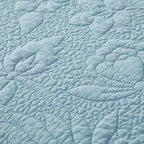 Brandream Luxury 100% Cotton Quilt Set King Size Blue Floral Vine Matelasse - Image 8
