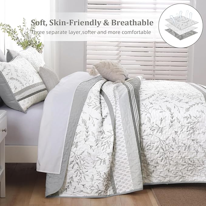 DJY Striped Quilt Set Queen Size - Image 4