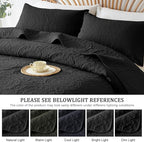 WURUIBO Black Quilt Set King/Cal King Size, Embossing Microfiber Bedspreads - Image 6