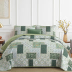 Xruibed Patchwork Quilt Set King Size 3 Pieces Plaid Floral Bedspread Coverlet by Xruibed