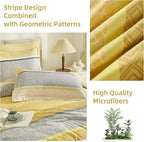 WONGS BEDDING Yellow Comforter Set King Size, 7 Pieces Striped Bed in a Bag - Image 8