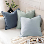 MIULEE Decorative Linen Euro Sham Pillow Covers 24x24 Inch Blue Ashes Boho - Image 4