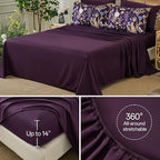 Yiran Purple Floral Comforter Set King Size, 7 Piece Botanical Comforter - Image 7