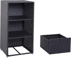 Outsunny Valet Pool Towel Rack, Waterproof PE Plastic Rattan Wicker Storage - Image 7