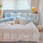 BOLINLIVING Cute Duvet Cover King Size, Reversible Light Blue & White Heart - Image 3