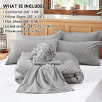 Zzlpp Twin Comforter Set 5 Pieces, Light Grey Tufted Bed in a Bag - Image 5