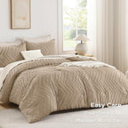 Andency Taupe Comforter Set Queen Size, Boho Soft Warm Tufted Bedding Comforter - Image 3