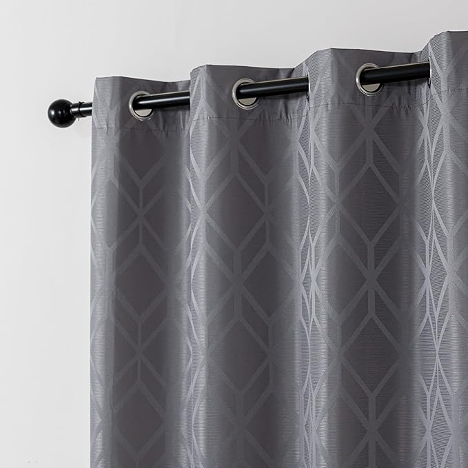 Amazon Basics Jacquard 2-Piece 100% Blackout Curtains, Living Room and Bedroom - Image 2