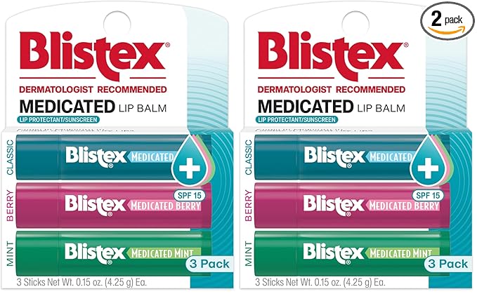 Blistex Medicated Lip Balm 3 Count, 0.15 Oz Each, Mint and Berry Flavor by BLISTEXLIPCARE