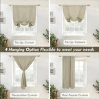 DriftAway Double Layer Linen Blackout Tie Up Curtains Thermal Insulated Fully - Image 9