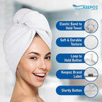 KEEPOZ 100% Cotton Hair Towel Wrap Quick Dry Super Absorbent Turban Head Wrap - Image 4