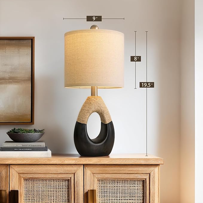 OYEARS 19" Table Lamps Set of 2, Bedside Lamps - Image 6