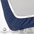 Feather & Stitch 1 Piece Fitted Sheet Full Size, 100% Cotton Damask Sateen Weave - Image 2