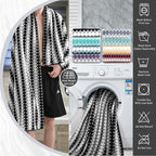 2 Hand Towel Set 16"x31" Black White Towel Set - Image 2