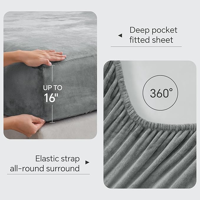 BEDELITE Fleece Sheets Queen Size Bed Set, Super Soft and Warm Fuzzy Plush - Image 4