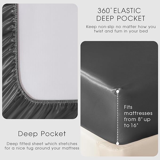 FreshCulture Satin Sheets Twin XL Bed Set - Image 4