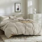 JELLYMONI Beige Duvet Cover Queen Size, Soft Breathable Seersucker Duvet Cover - Image 2