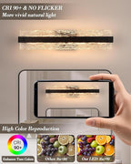 Black LED Bathroom Vanity Light, 24.4 Inch 15W Modern Dimmable Bathroom Light - Image 5