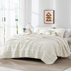 WDCOZY Boho Ivory Oversized California Cal King Size Quilt Bedding Sets - Image 2