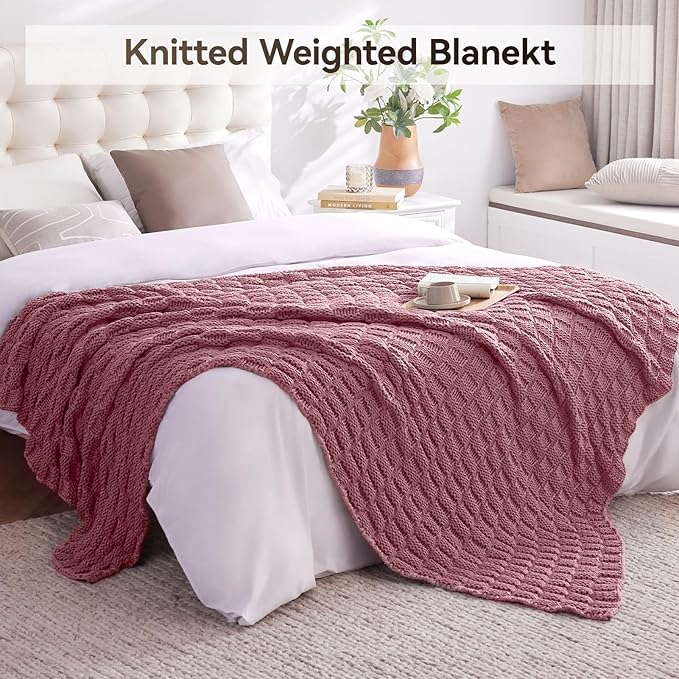 Knitted Weighted Blanket for Adult, No Beads Heavy Blanket 48” x 72'' 15lbs - Image 6