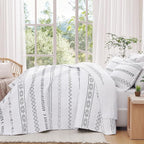 Andency White Oversized Super King Quilt Set, 3 Pieces Boho Lightweight Soft - Image 7