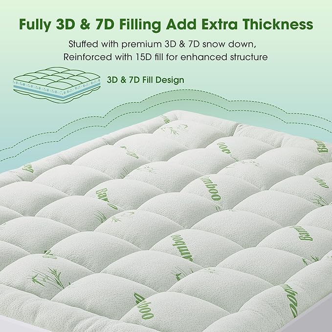 Mattress Pad Twin Size, Cooling Pillow Top Mattress Topper, Ultra Soft Viscose - Image 6