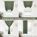 DriftAway Double Layer Linen Blackout Tie Up Curtains Thermal Insulated Fully - Image 9